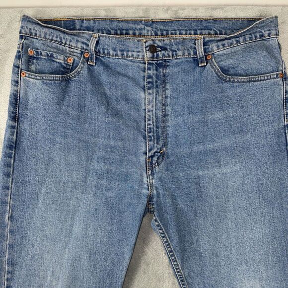 Levis Red Tab 505 Regular Straight Mens 42X32 Medium Stone Wash 100% Cotton - Picture 4 of 7